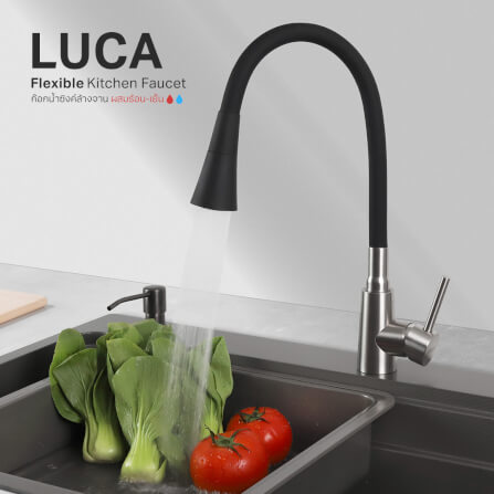 ก๊อกซิงค์สำหรับอ่างล้างจาน EVE LUCA สเตนเลส 30 ซม. สีดำ-เงิน_1